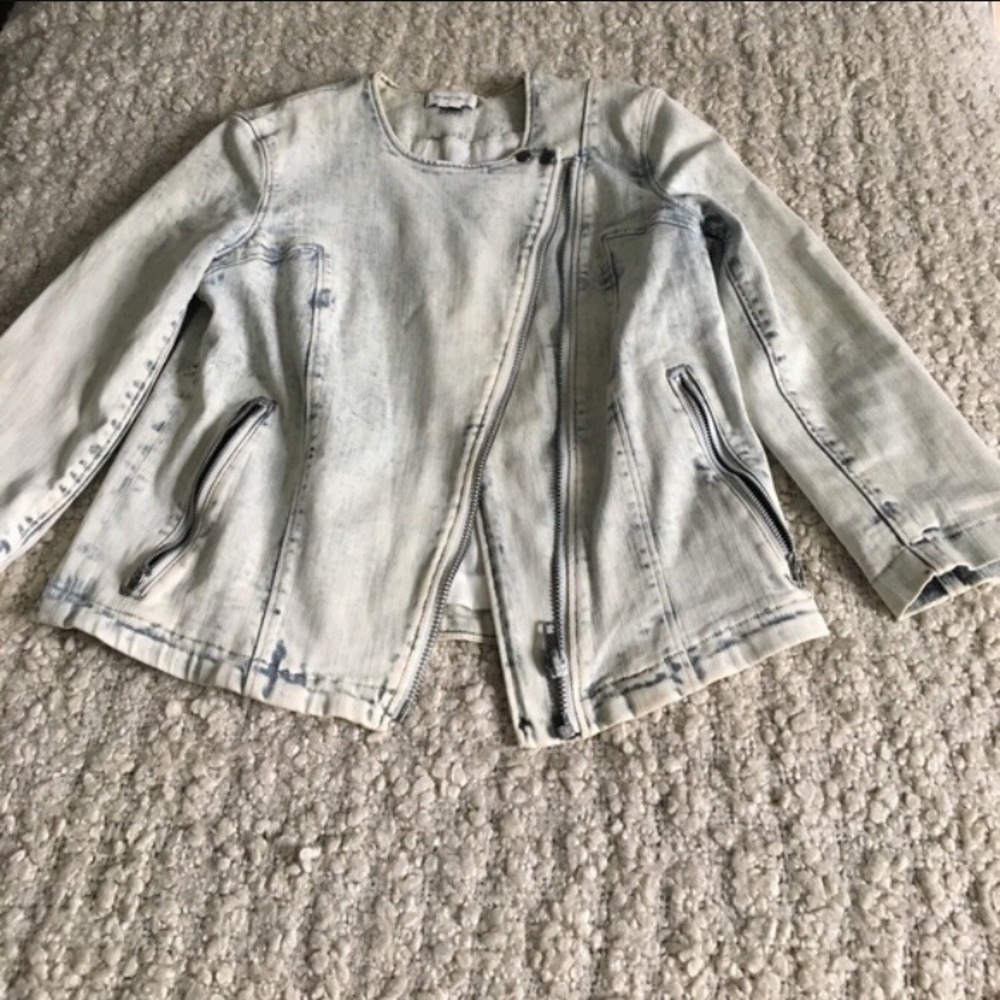 Helmet Lang Acid Wash Denim Moto Jacket - Picture 3 of 4